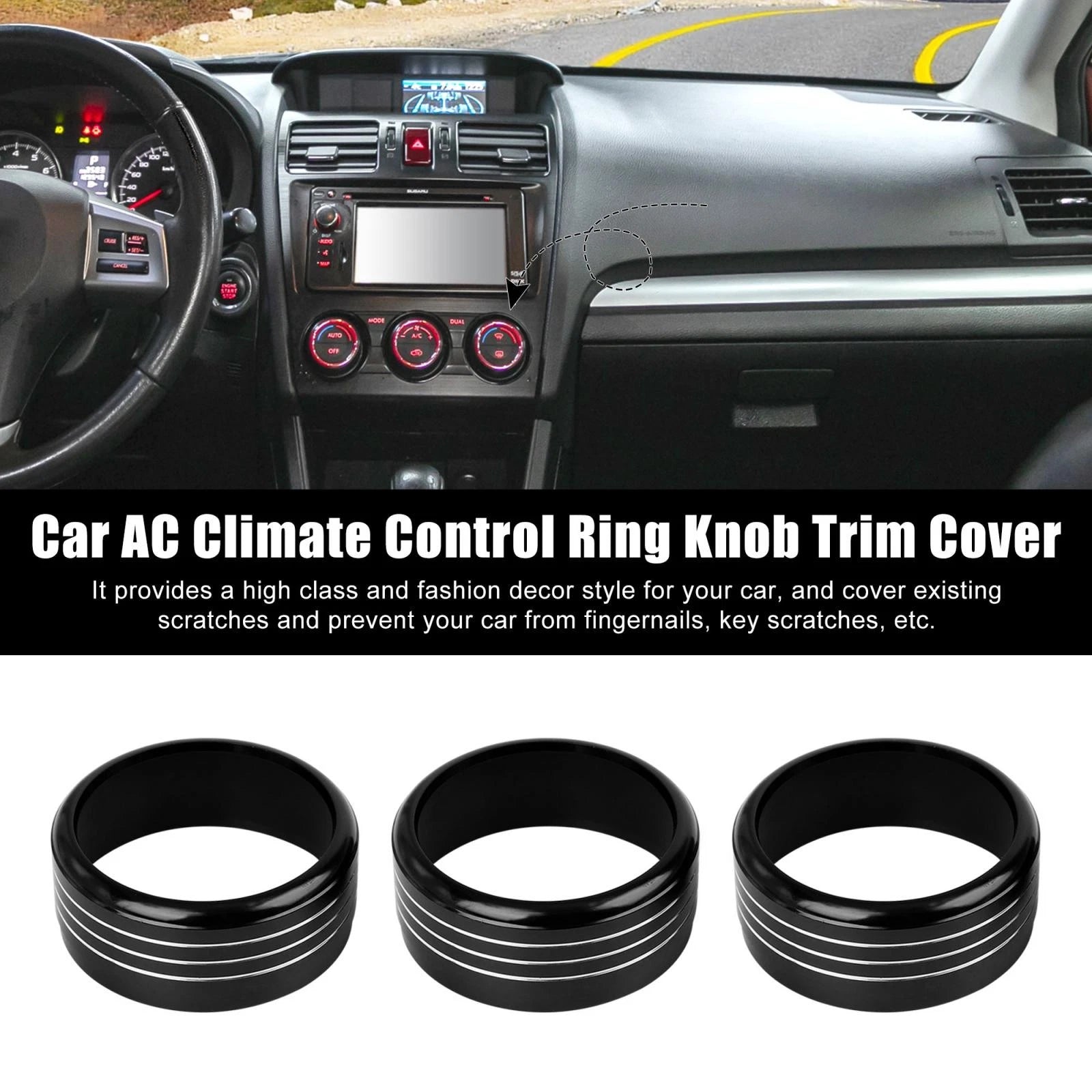 3 Pcs AC Climate Control Knob Cover for Subaru Impreza WRX STI (2008–2014)