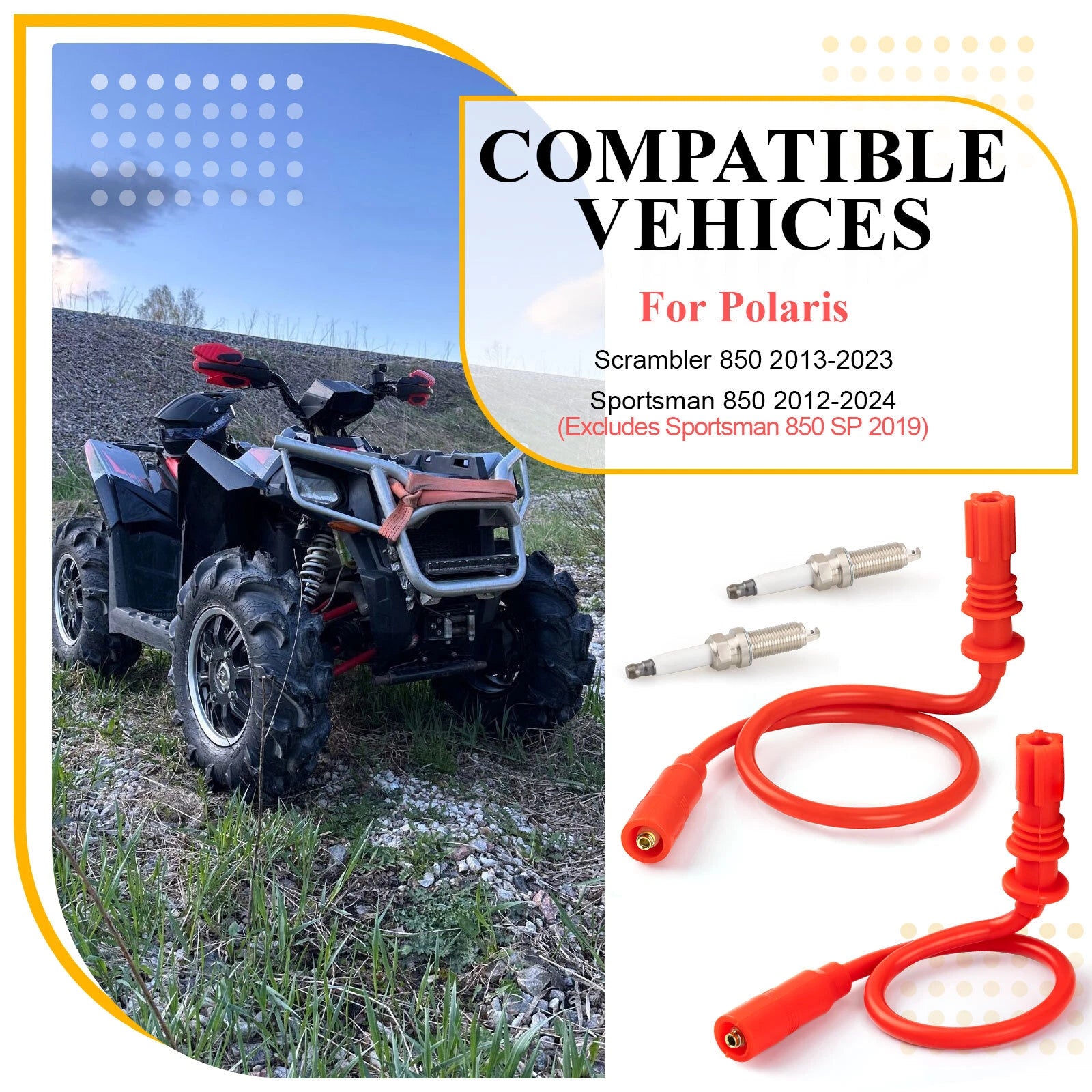 Spark Plug & Wire Cap for Polaris Scrambler Sportsman 850 (2012–2024)