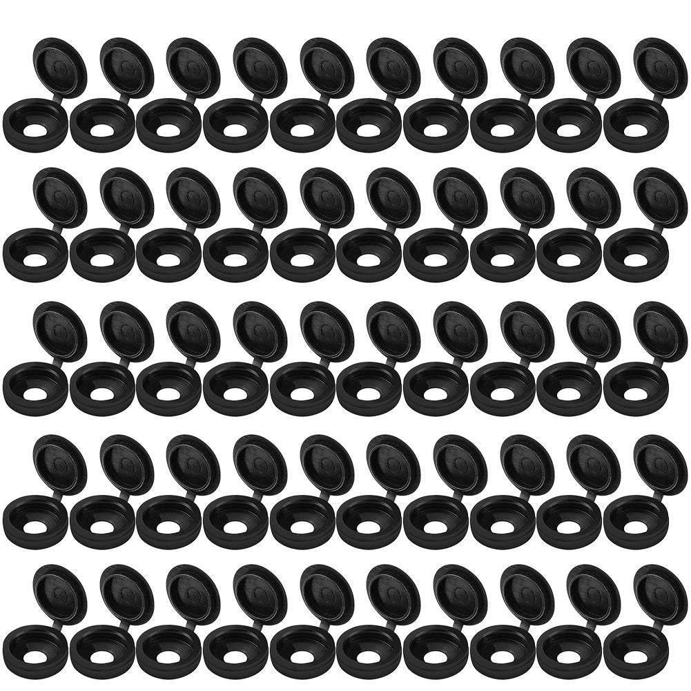 50X Black Hinged Plastic Clips Screw Covers for Auto Car