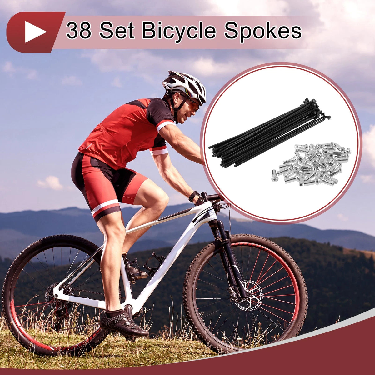 Bike Wheel Spokes Set Carbon Steel 14G 105 mm for Bicycle (—)