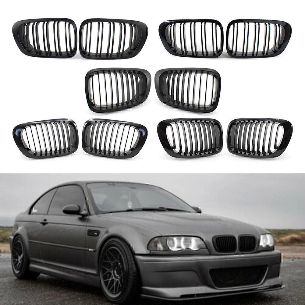 Pair Front Kidney Grille for BMW 3 Series E46 (1998–2006) M3 Coupe