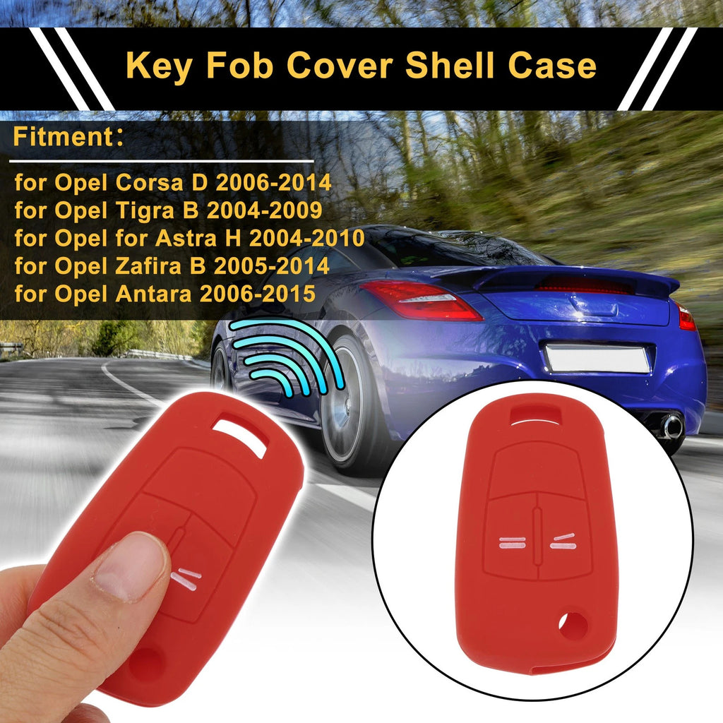 Red Silicone Key Case for Opel Corsa D (2006–2014) - 2 Buttons