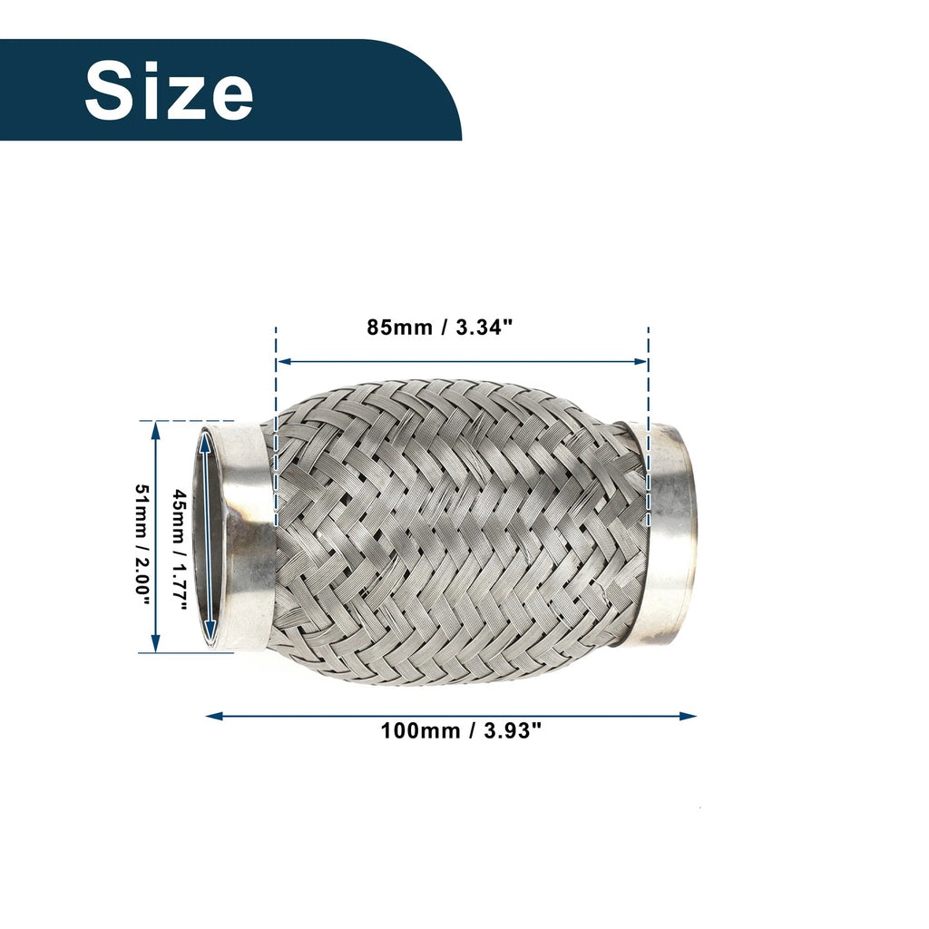 2 Inch OD Exhaust Flex Pipe for Universal Applications (1Pc)