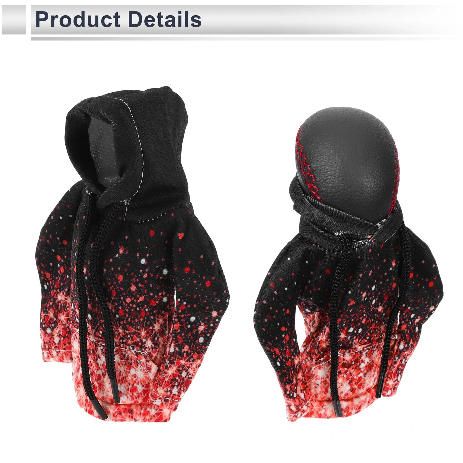 Gear Shift Knob Cover for Universal Cars - Black/Red Polyester