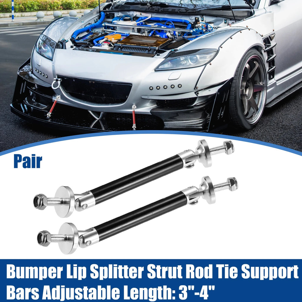 Pair of 3"-4" Universal Front Bumper Lip Splitter Diffuser Strut Rods Black