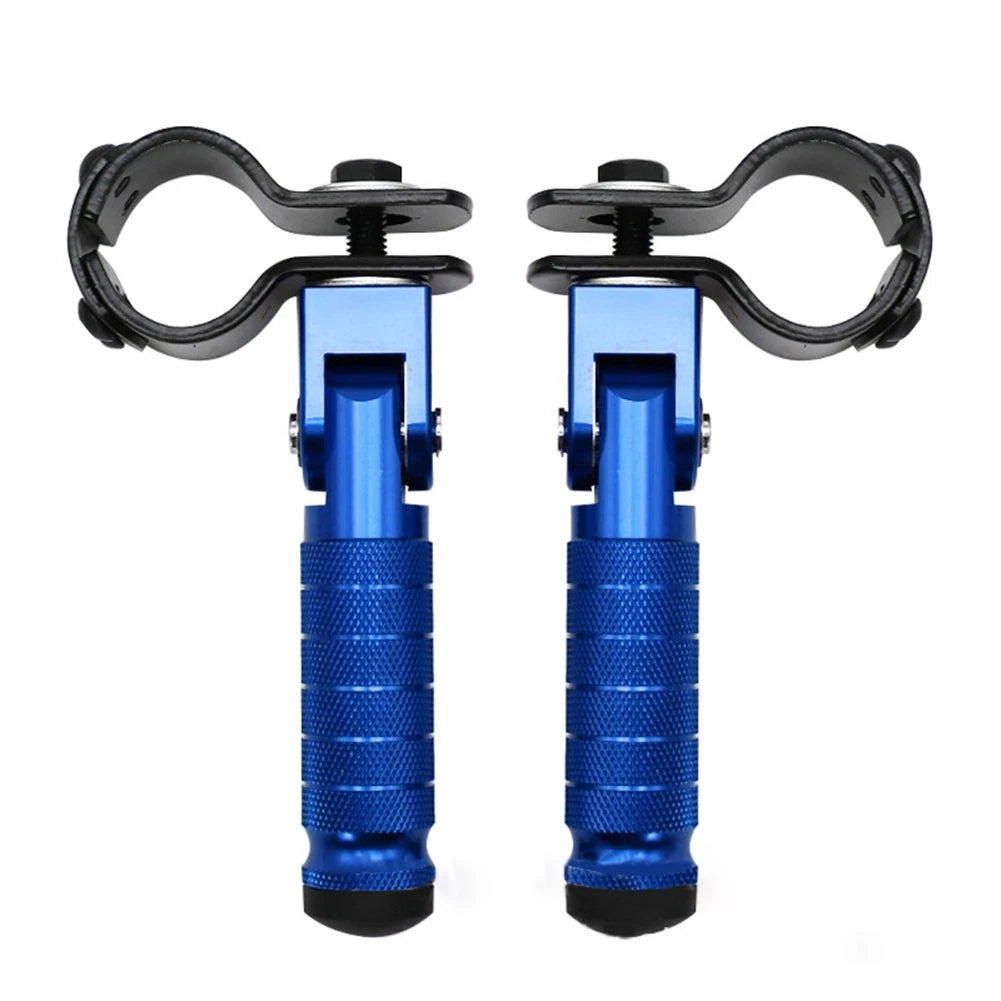 2X Blue Motorcycle Folding Rear Footpeg Kit for Universal (30mm-32mm)