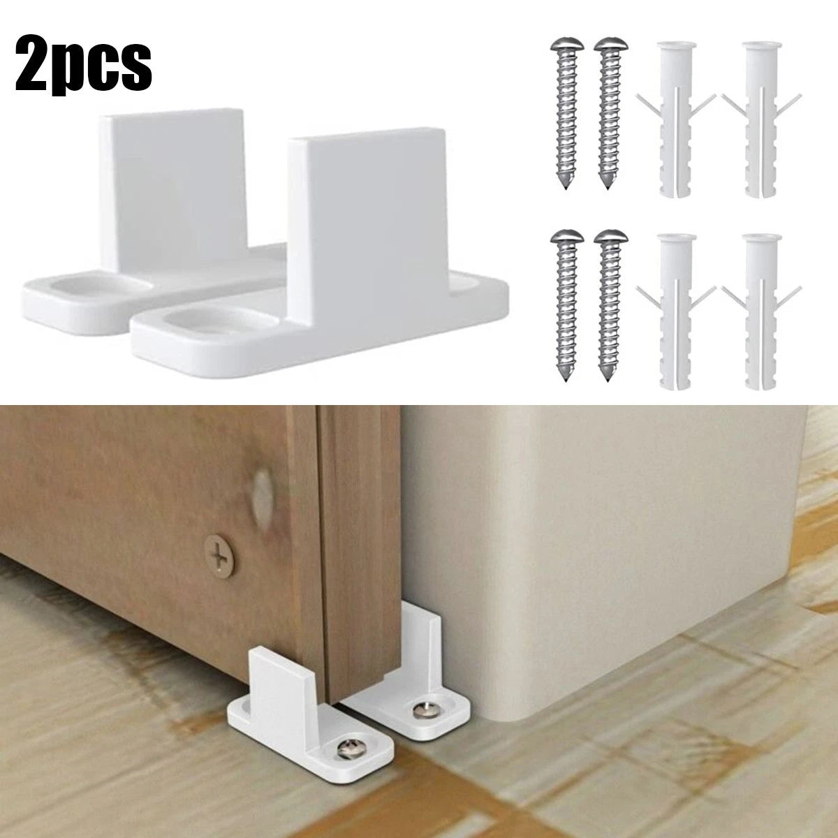 2X Plastic L-Guide Floor Guide Kit for Sliding Barn Door Hardware