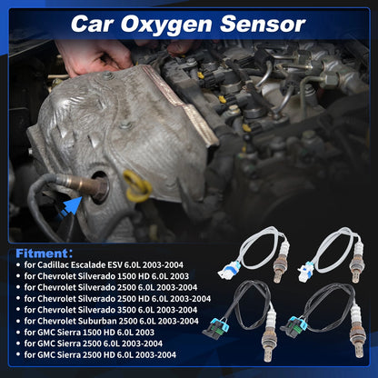 Set of 4 Upstream Downstream Oxygen Sensors for Chevy Silverado 6.0L (2003–2004)