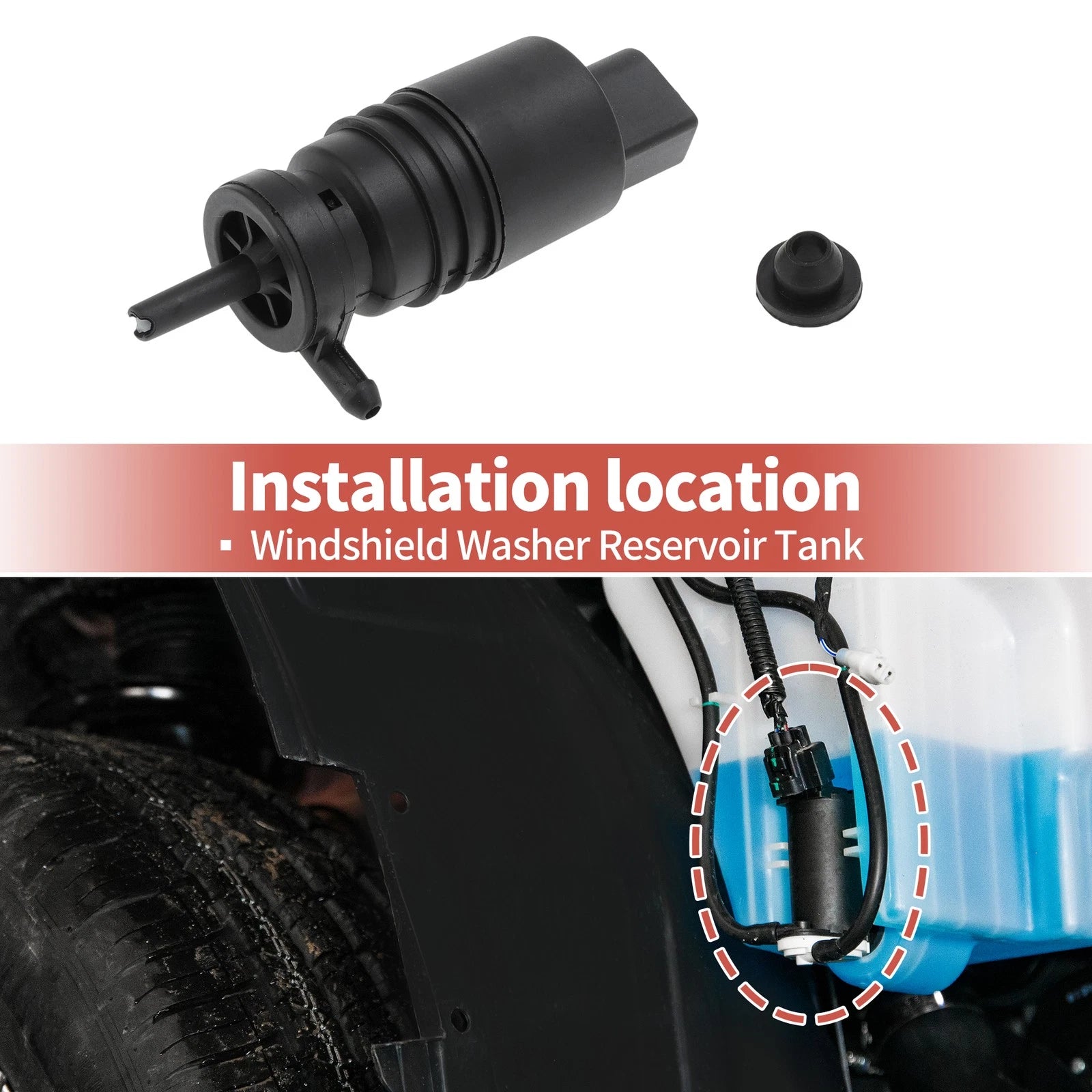 Windshield Washer Pump Replacement for Mitsubishi Lancer (2008–2017)
