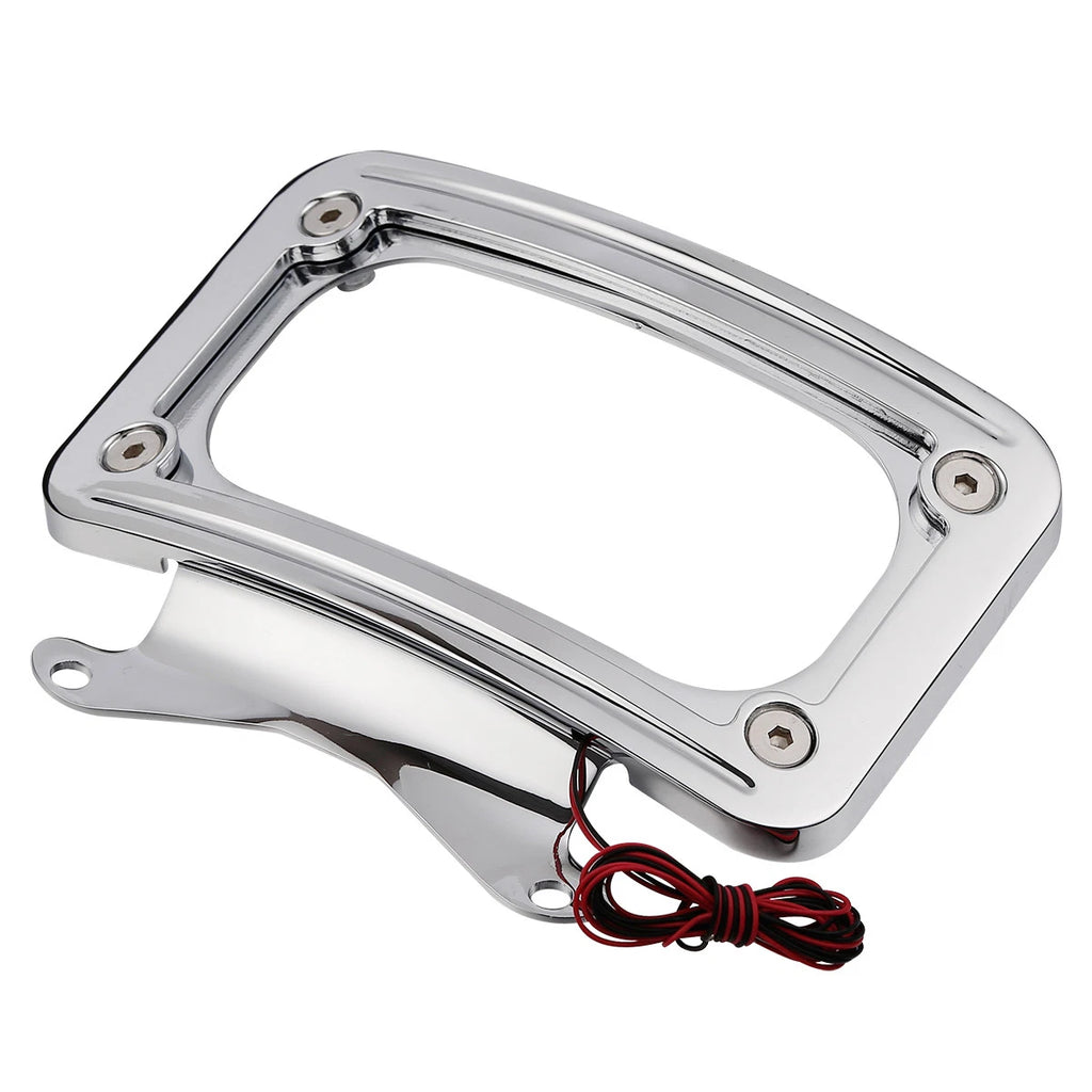 Curved Laydown License Plate Mount Frame Light for Harley Road King (2004–2023)