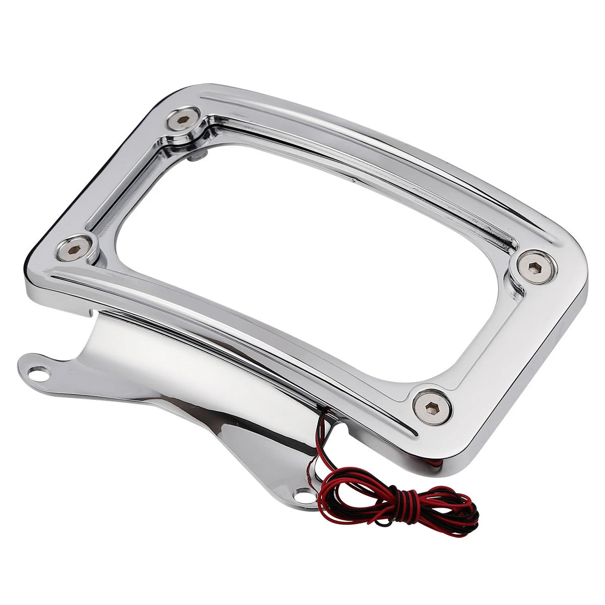 Curved Laydown License Plate Mount Frame Light for Harley Road King (2004–2023)