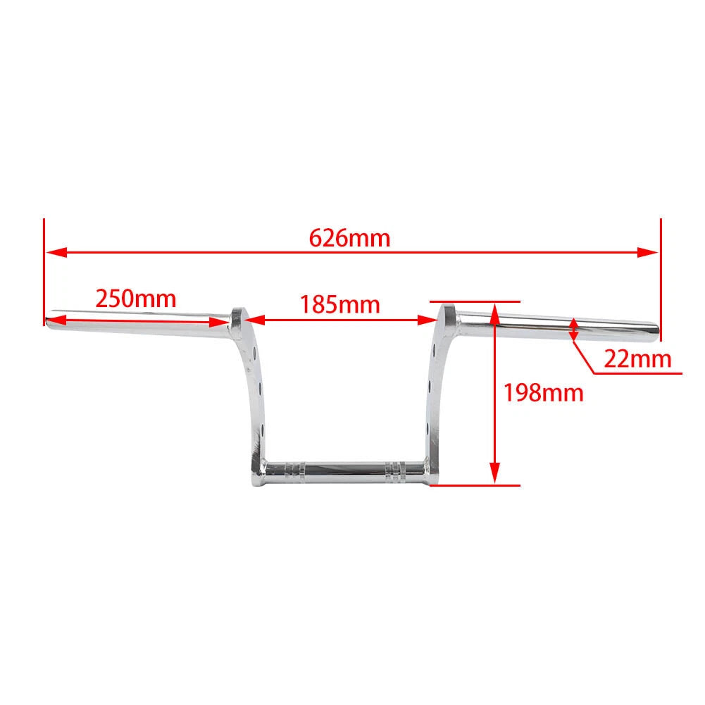 7/8" Z Bar Drag Handlebars for Harley, Honda, Chopper, Cruiser, Bobber
