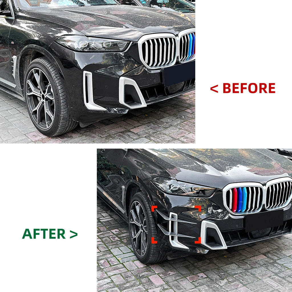 Set of 4 Carbon Look Front Bumper Duct Vents Fin Trim for BMW X5 G05 (2023+)