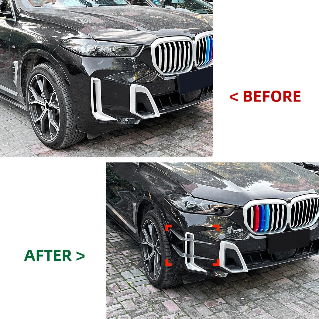 Set of 4 Carbon Look Front Bumper Duct Vents Fin Trim for BMW X5 G05 (2023+)