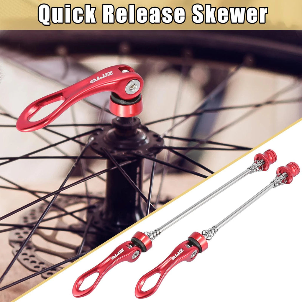 2Pc Quick Release Skewers Set for Bicycle Front Rear Wheel Hub (Red)