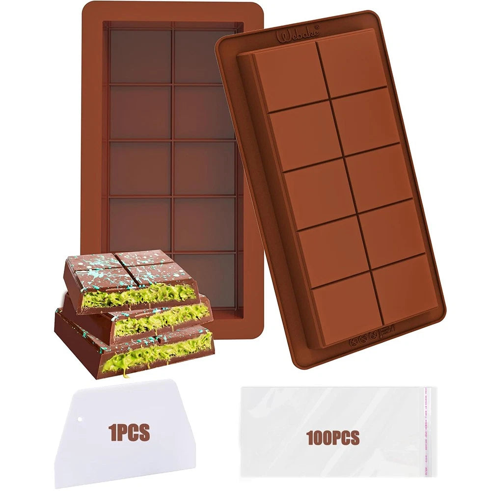 For Dubai Silicone Chocolate Bar Molds with 10 Cavities for Chocolate, Sweet