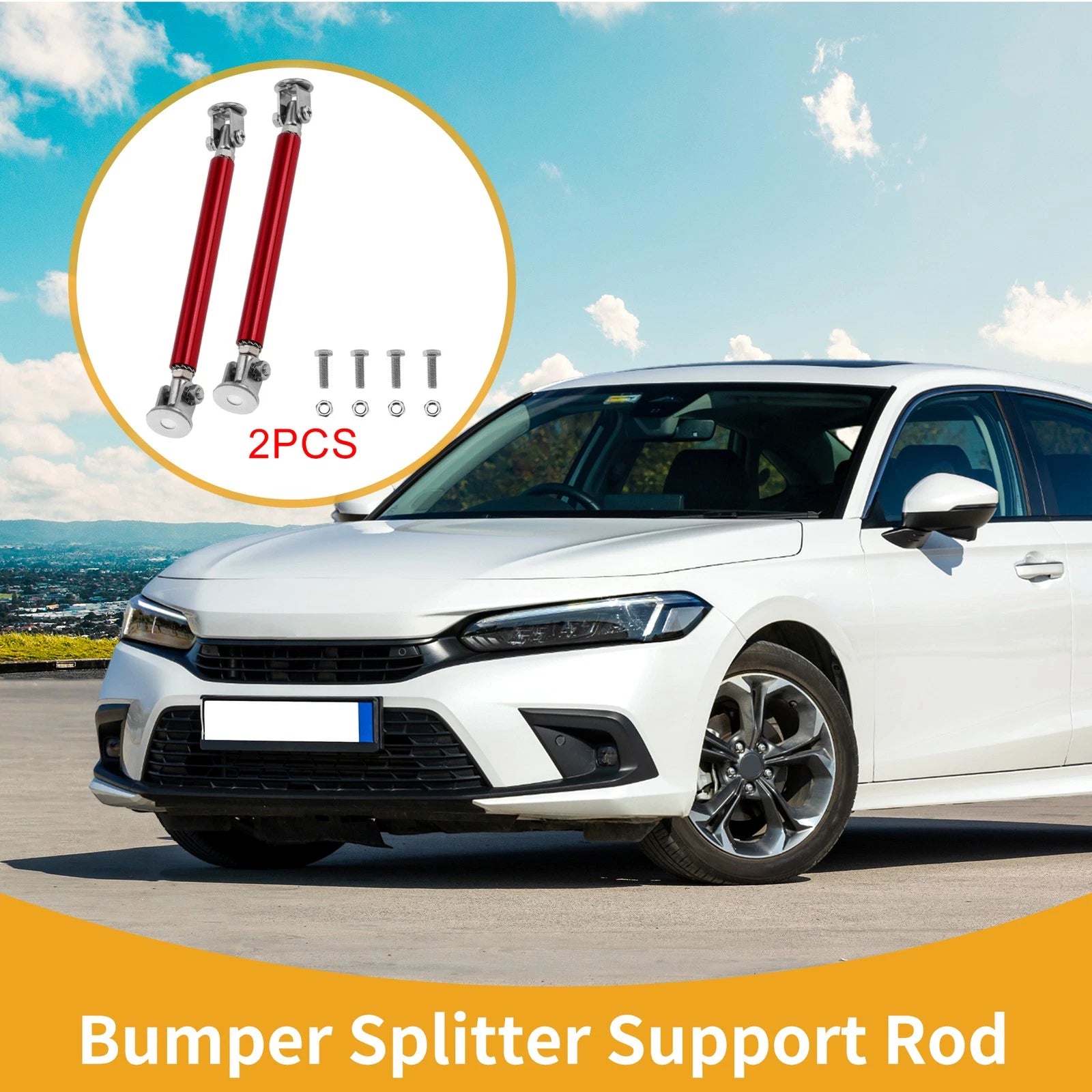 2X Adjustable Front Bumper Lip Splitter Strut for