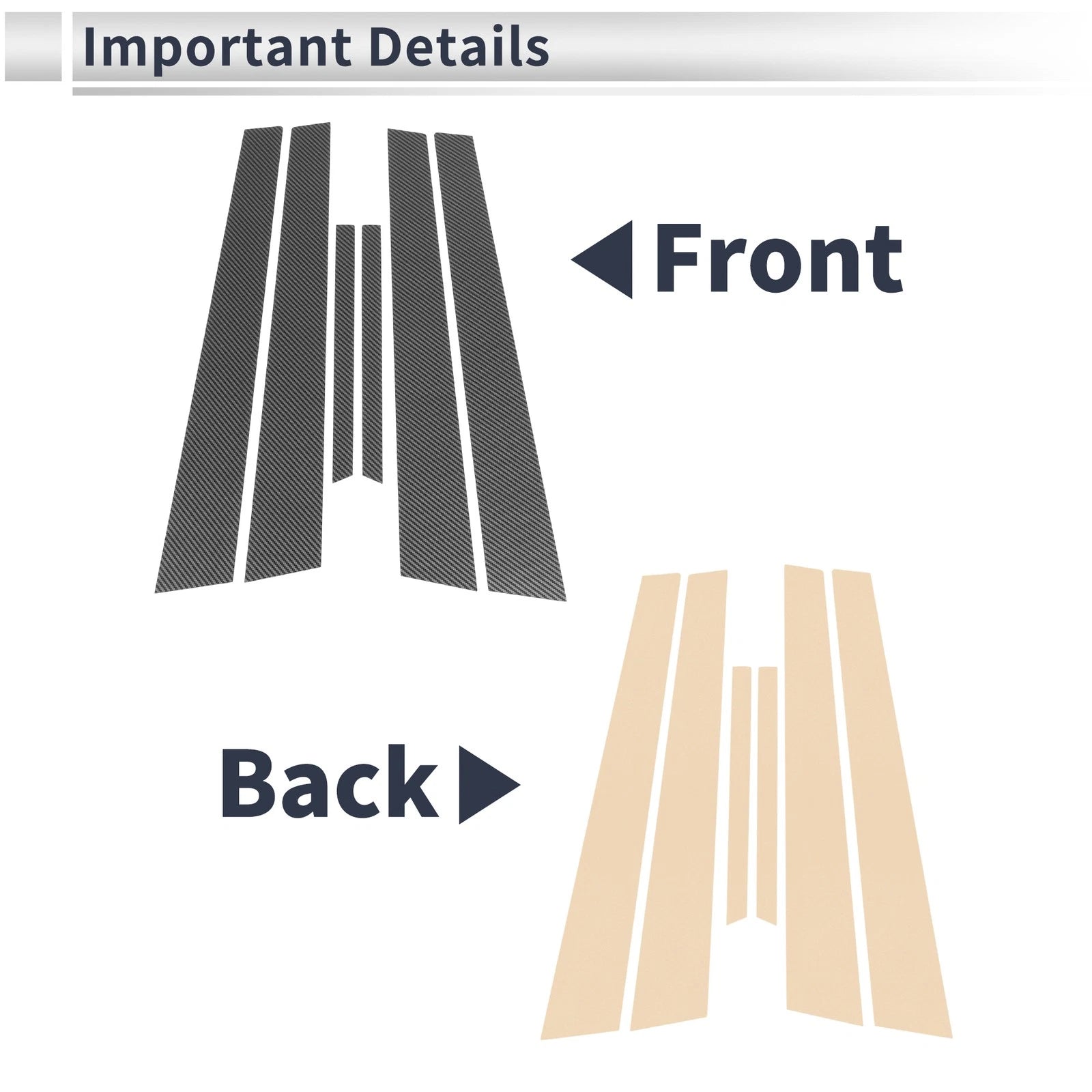 6 Pcs Door Pillar Window Trim Replacement for Mazda 6 (2003–2007)