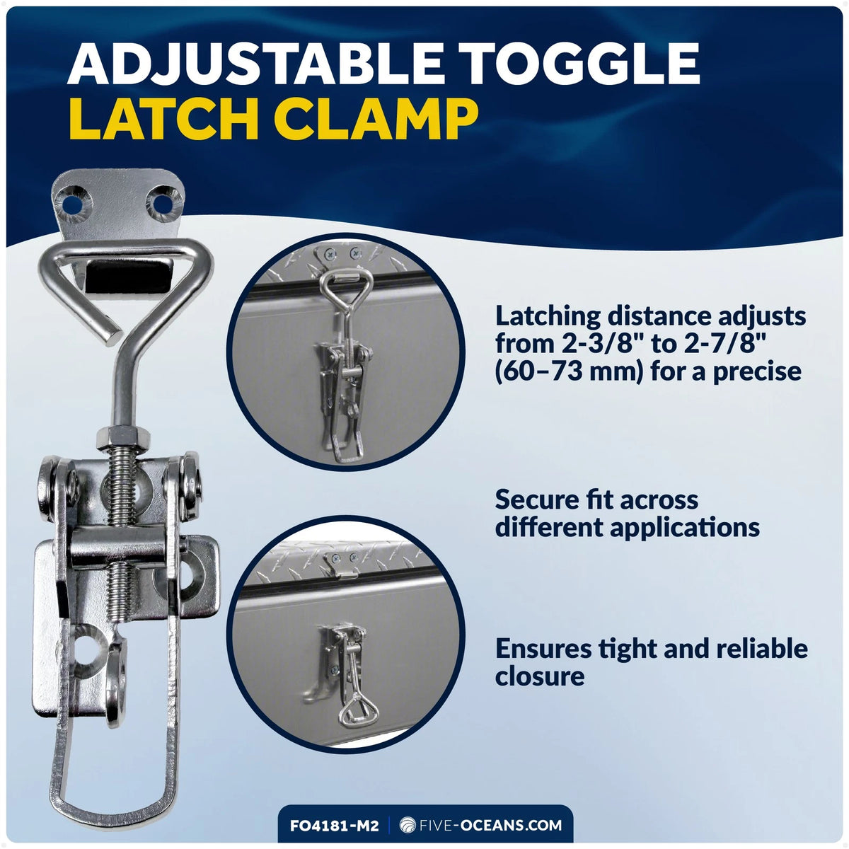 Set of 2 Anti-Rattle Latch Fasteners for Marine Locker Hatch (FO4181-M2)