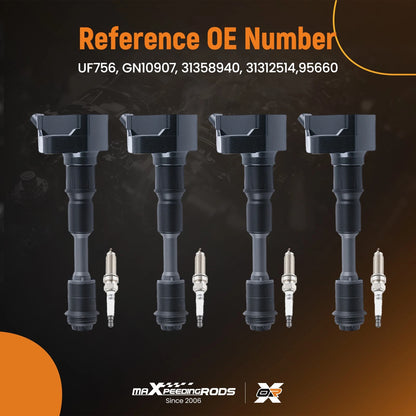 4X Ignition Coil + 4X Iridium Spark Plug for Volvo L4 2.0L (2015–2021)