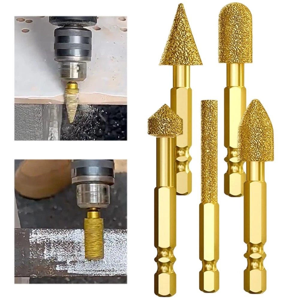 5PCS Grinding Head Drill Bits for Rust Removal and Stone Carving