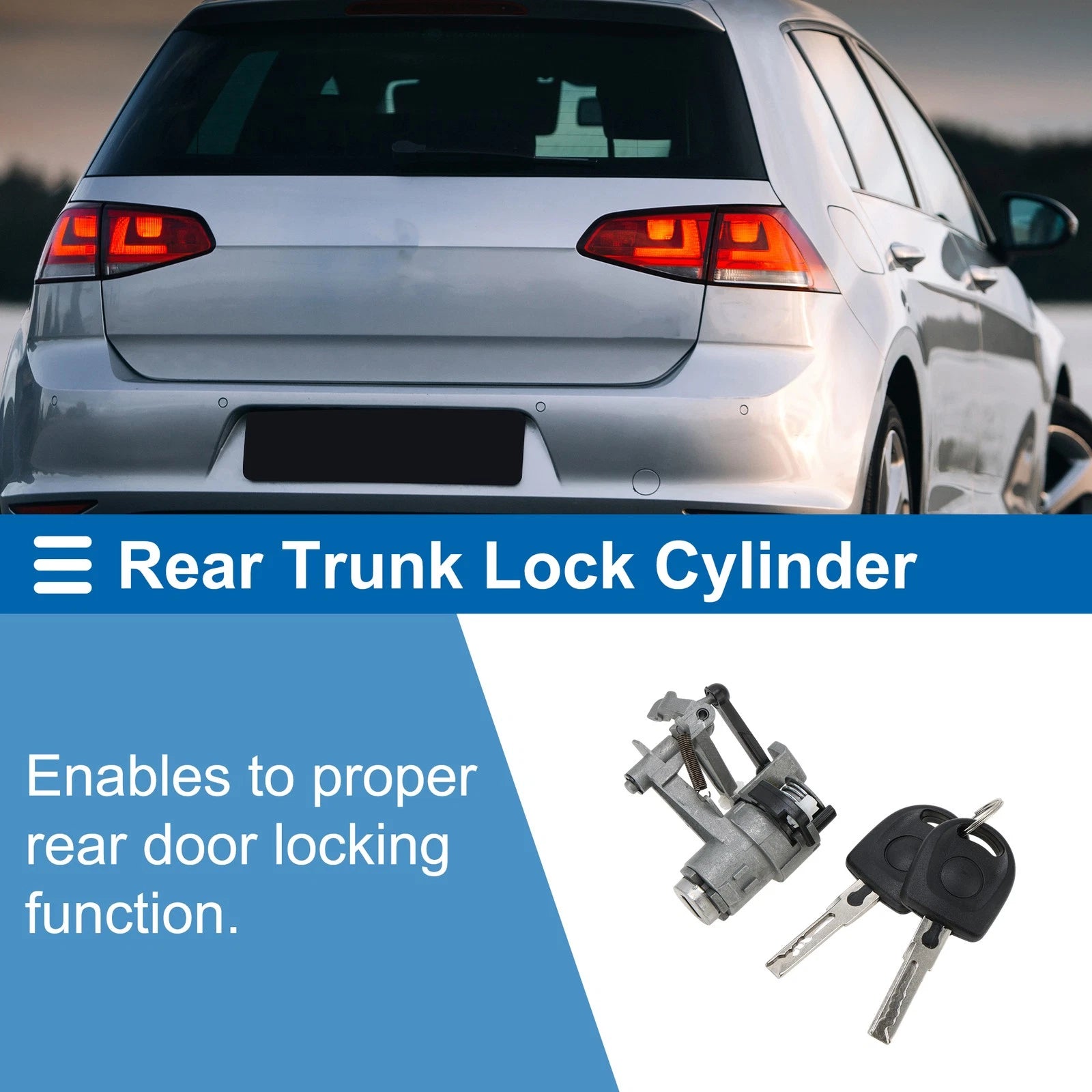 Trunk Lock Cylinder and Tailgate Lock Cylinder with Keys for Volkswagen Golf (1 Set)