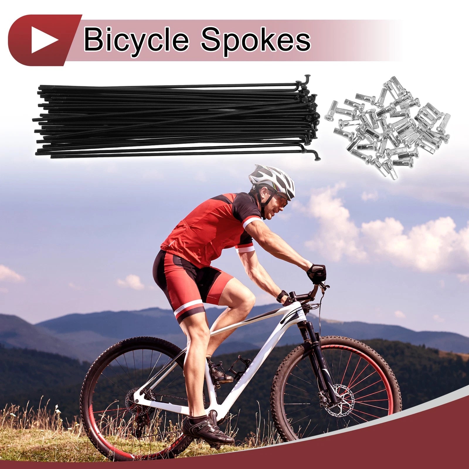 Bicycle Wheel Spokes 14G Replacement Set 157 mm for 26 inch Bike (—)