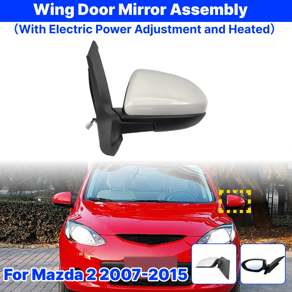 Left Side Wing Door Mirror Assembly Heated for Mazda 2 (2010–2015)