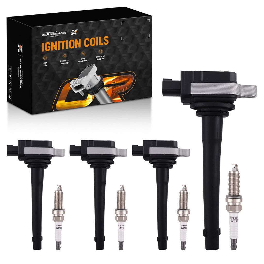 Ignition Coil & Spark Plug Bundle 4X for Nissan Sentra 2.0L (2007–2009)