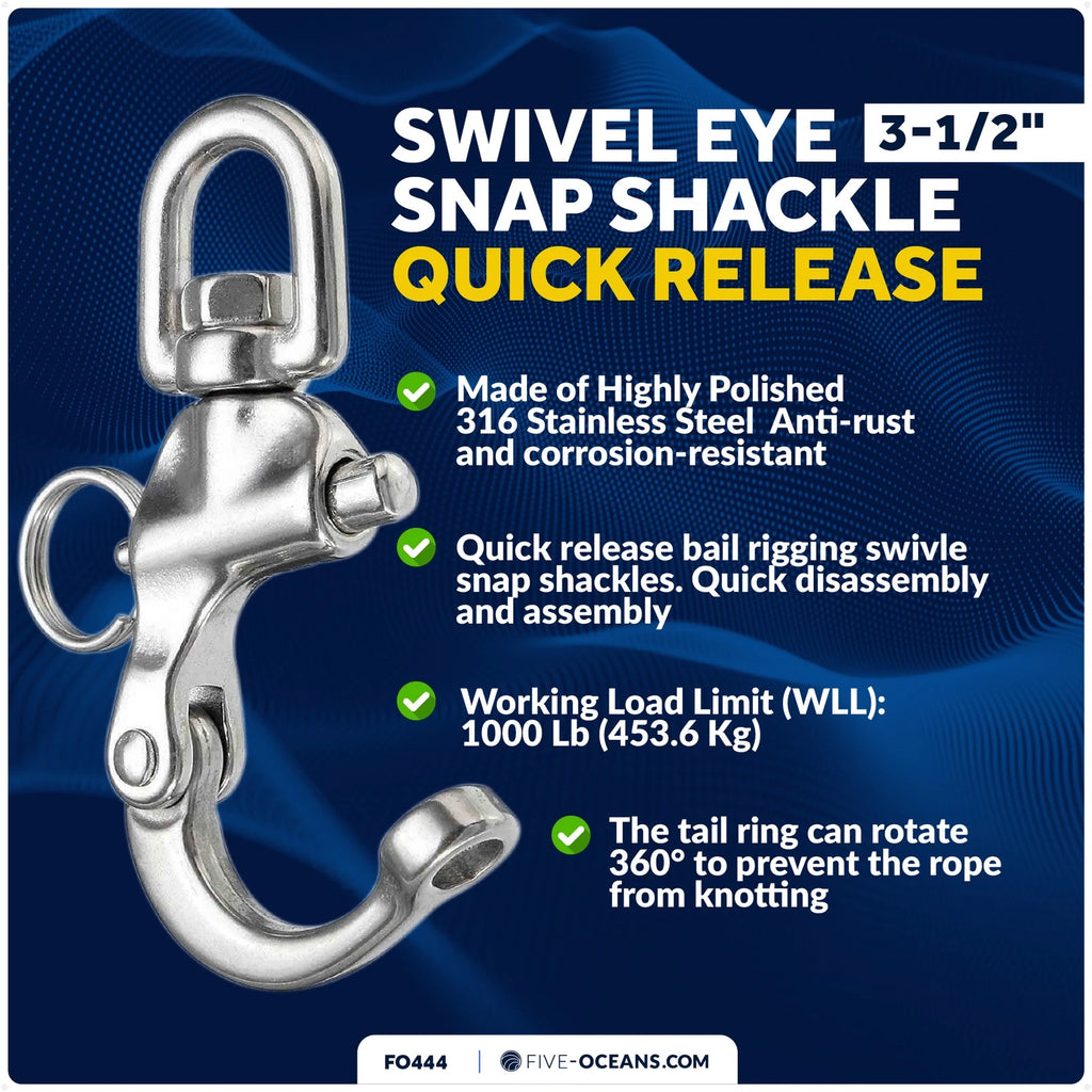 3.5" Swivel Eye Snap Shackle Quick Release for Sailing Boat