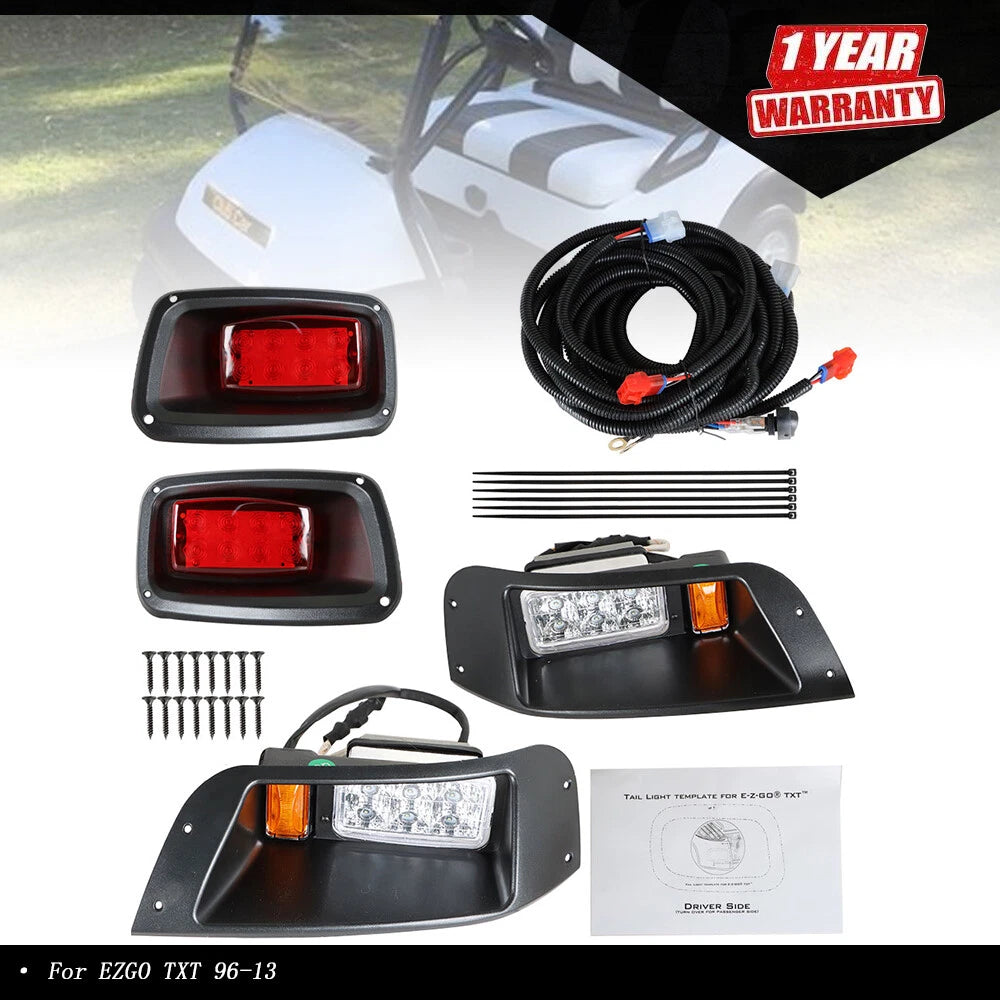 Adjustable Full LED Light Kit for EZGO TXT (1996–2013) - Headlight & Tail Light