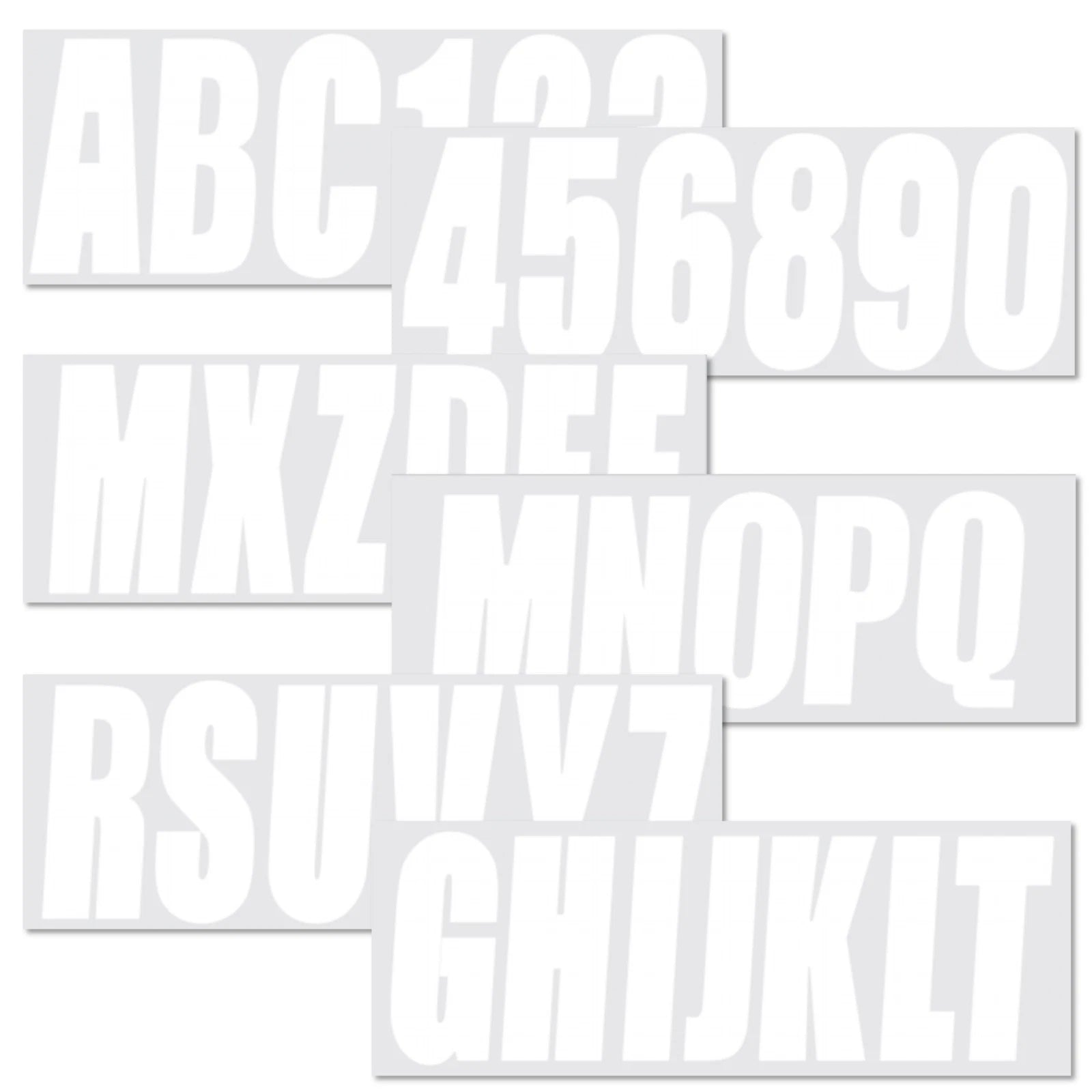 Set of 4 Boat Registration Decal Stickers A-Z & 0-9 White