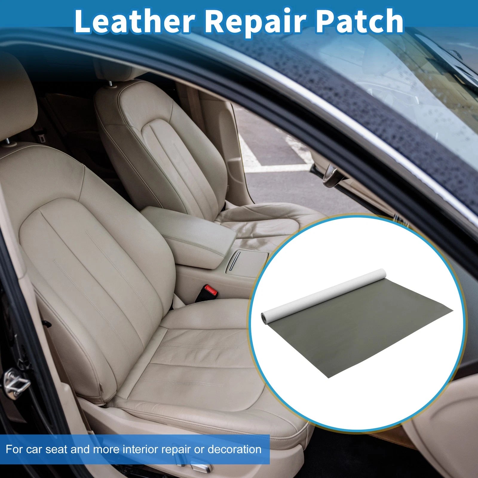 Self Adhesive Leather Repair Patch for Car Seat Sofa (19.6"x39", Deep Gray)