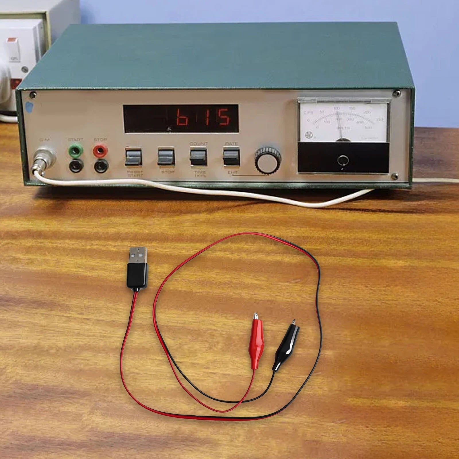 Power Supply Test Cable with USB Connector & Alligator Clips 60CM