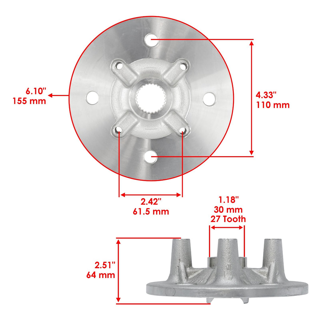 Front Wheel Hub w Stud Bolt for Yamaha Rhino 700 YXR700F (2008–2013)