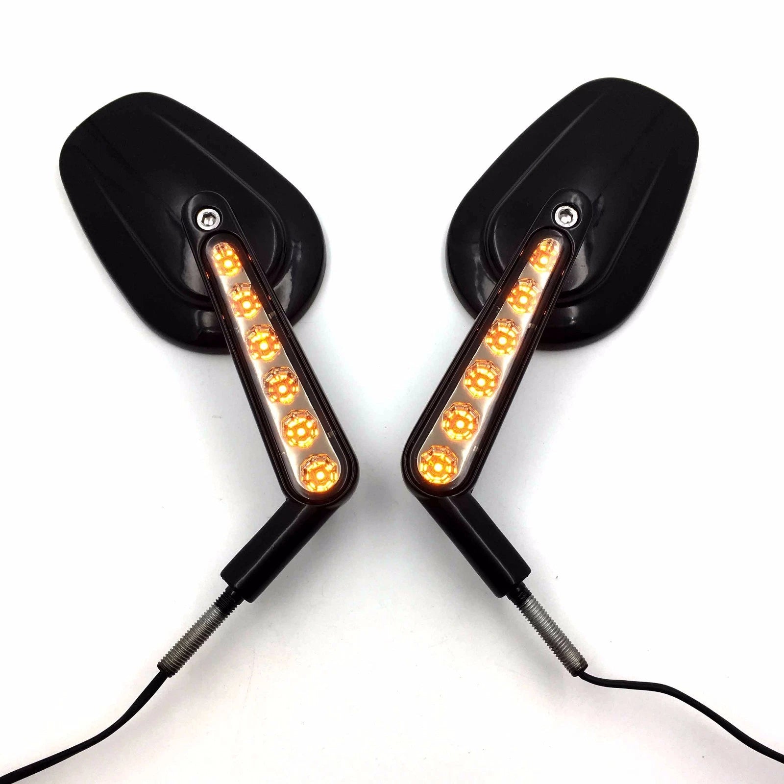 Rear View Mirror with LED Stem for Harley Davidson FLSTC FXDB DYNA FXDF FLSTF (2000–2023)