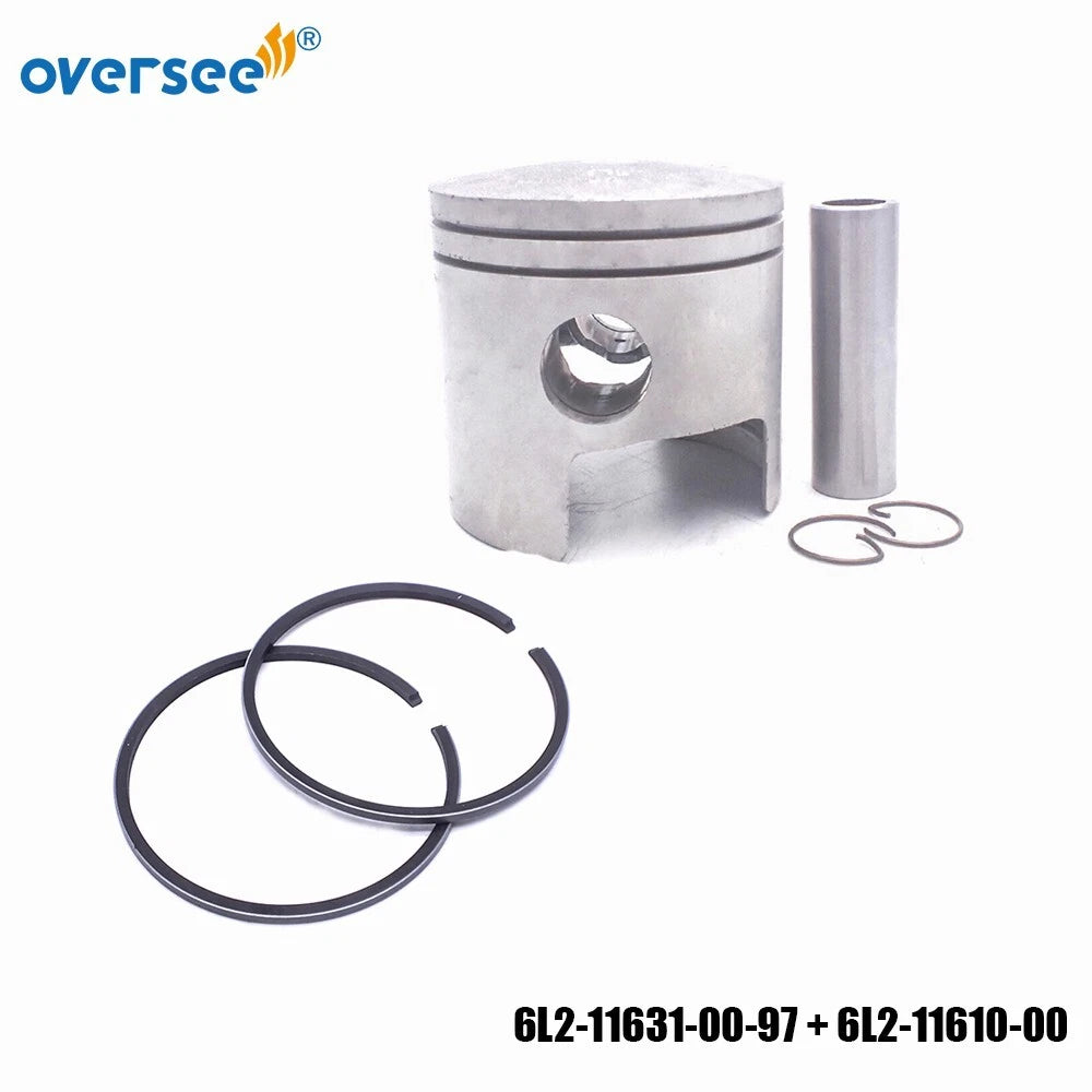 Piston STD + Ring for Yamaha 2T 20-25HP Outboard Motor (6L2-11631-00-97, 6L2-11610)