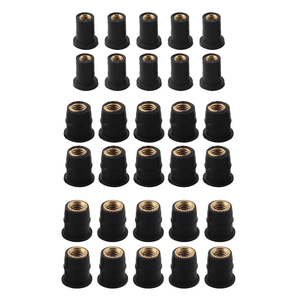 Set of 30 Neoprene Well Nuts for Motorcycle ATV Windshield Replacement