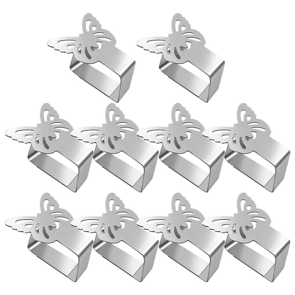 Set of 10 Tablecloth Clips for Thick Tables - Stainless Steel