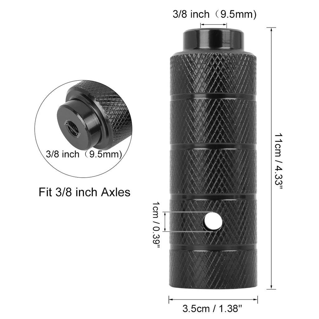 Bicycle Footpegs Front Set Aluminum Alloy for 3/8 Axles (Black) (2 Pack)