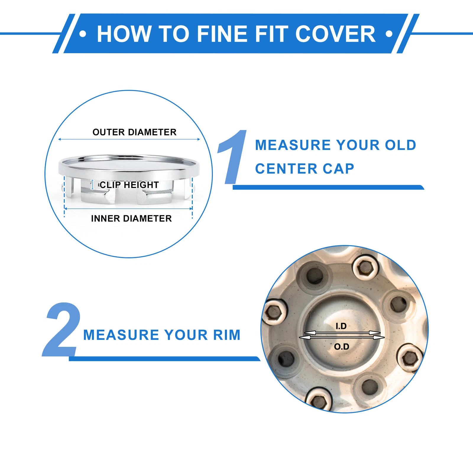Wheel Center Cap for OD: 53mm Silver Tone