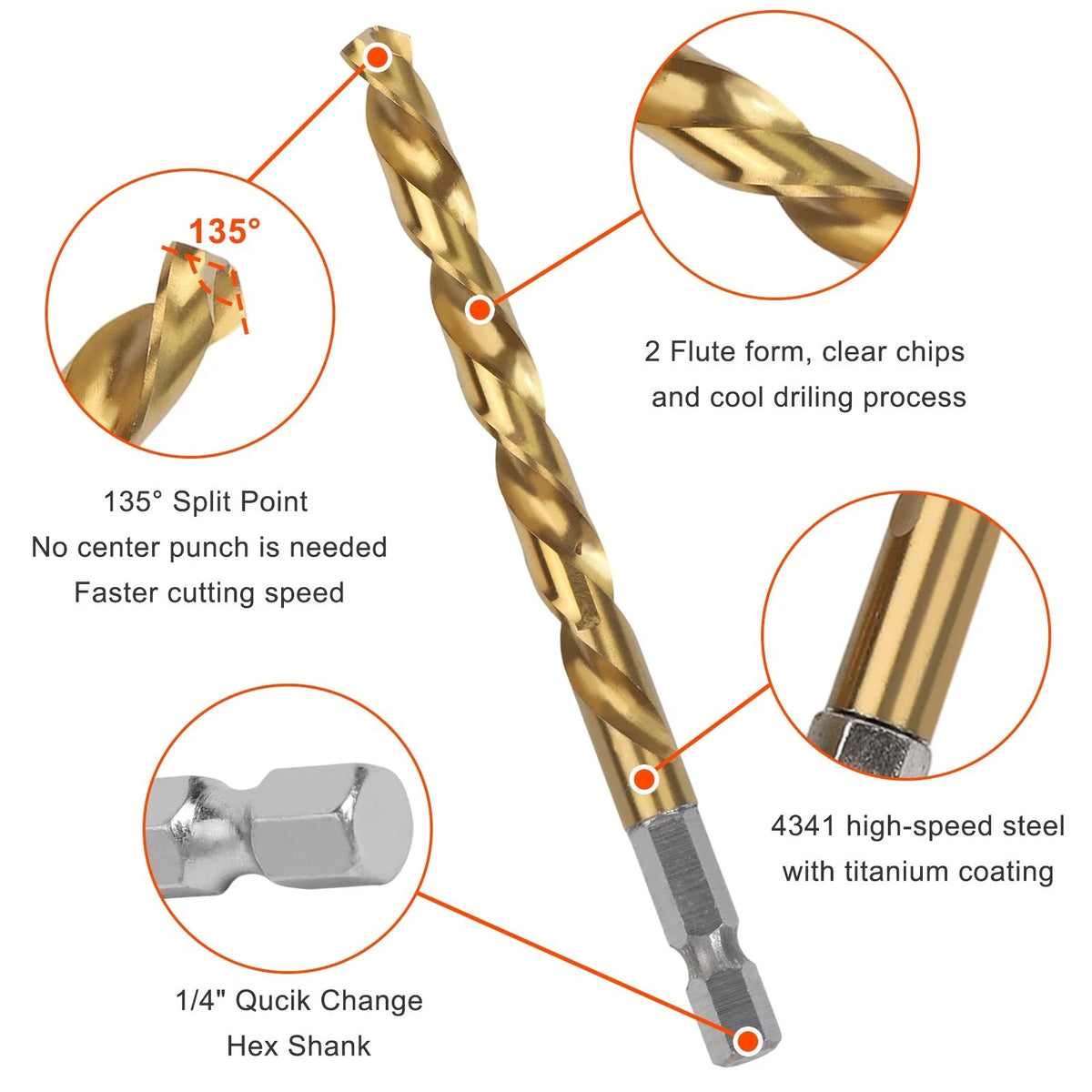 11Pcs Left Hand Drill Bits and Screw Extractor Set for Automotive Repairs