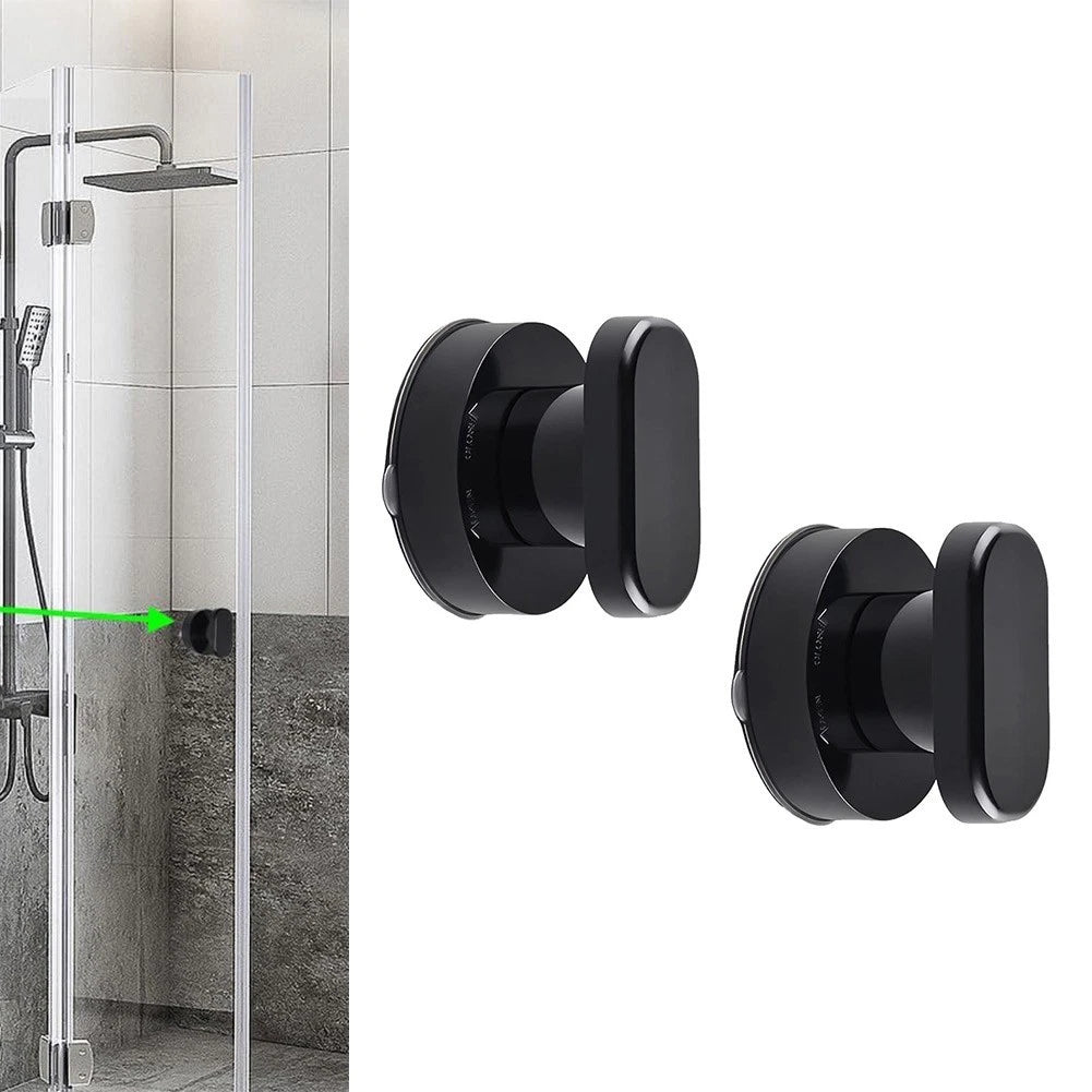 2X Suction Cup Door Handle for Glass Cabinet Refrigerator - Black