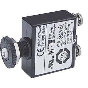 15 Amp Push Button Reset Circuit Breaker for Blue Sea