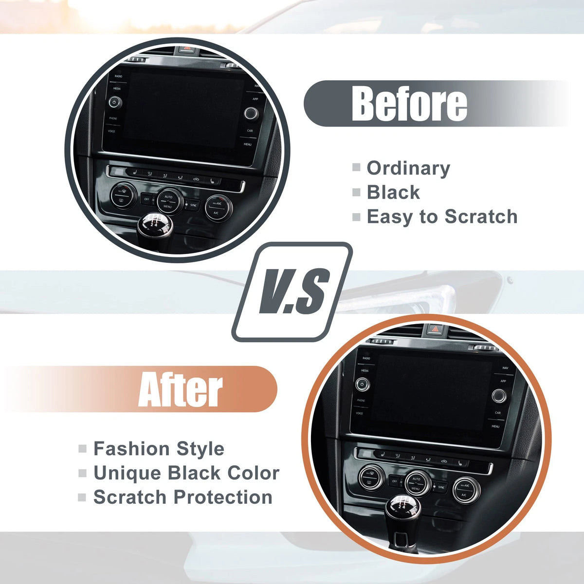 5Pc AC Knob Ring Cover Volume Control for Honda Accord Sedan Sport Black (2008–2012)