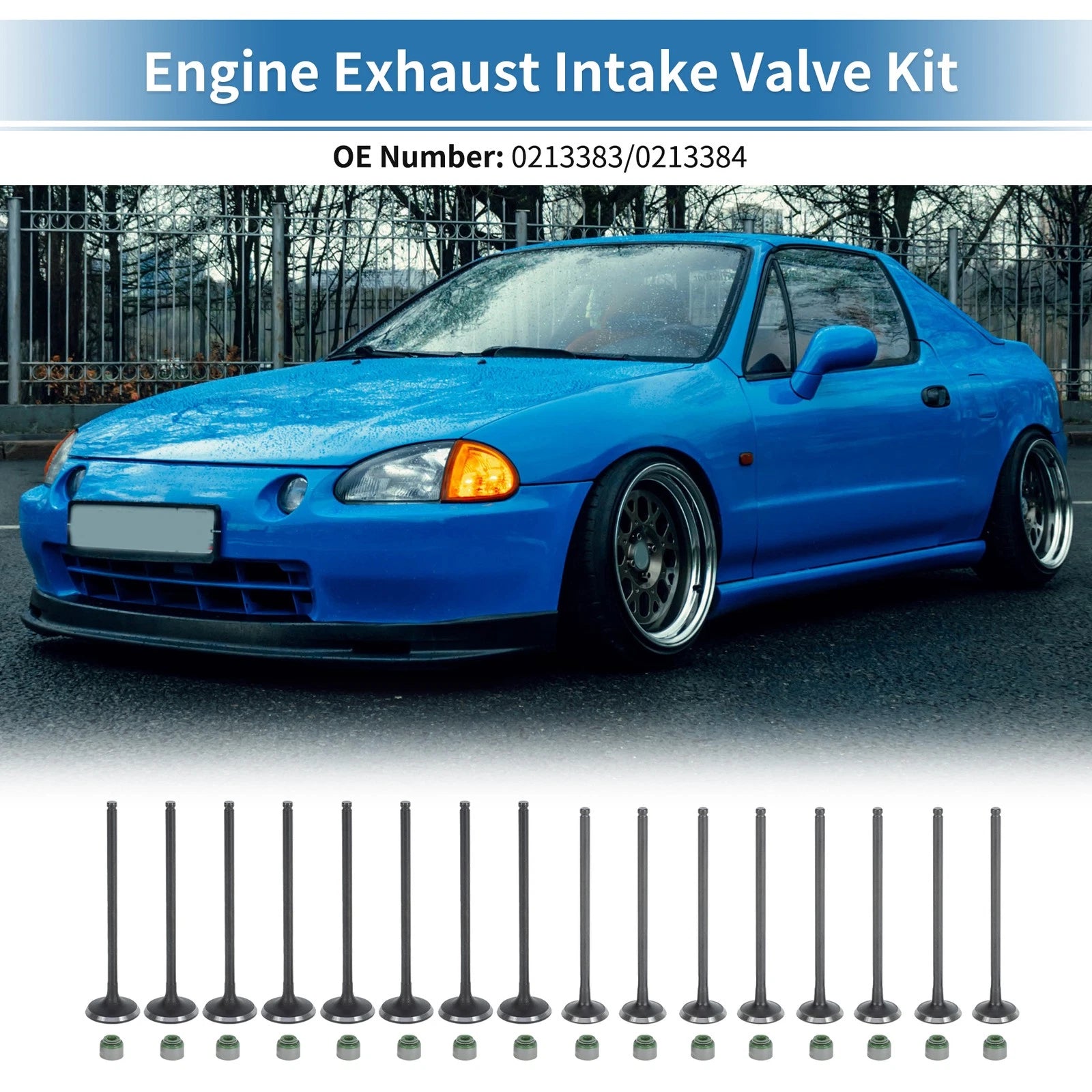16Pc Intake Exhaust Valves with Seals Replacement for Honda Civic (1992–2005)