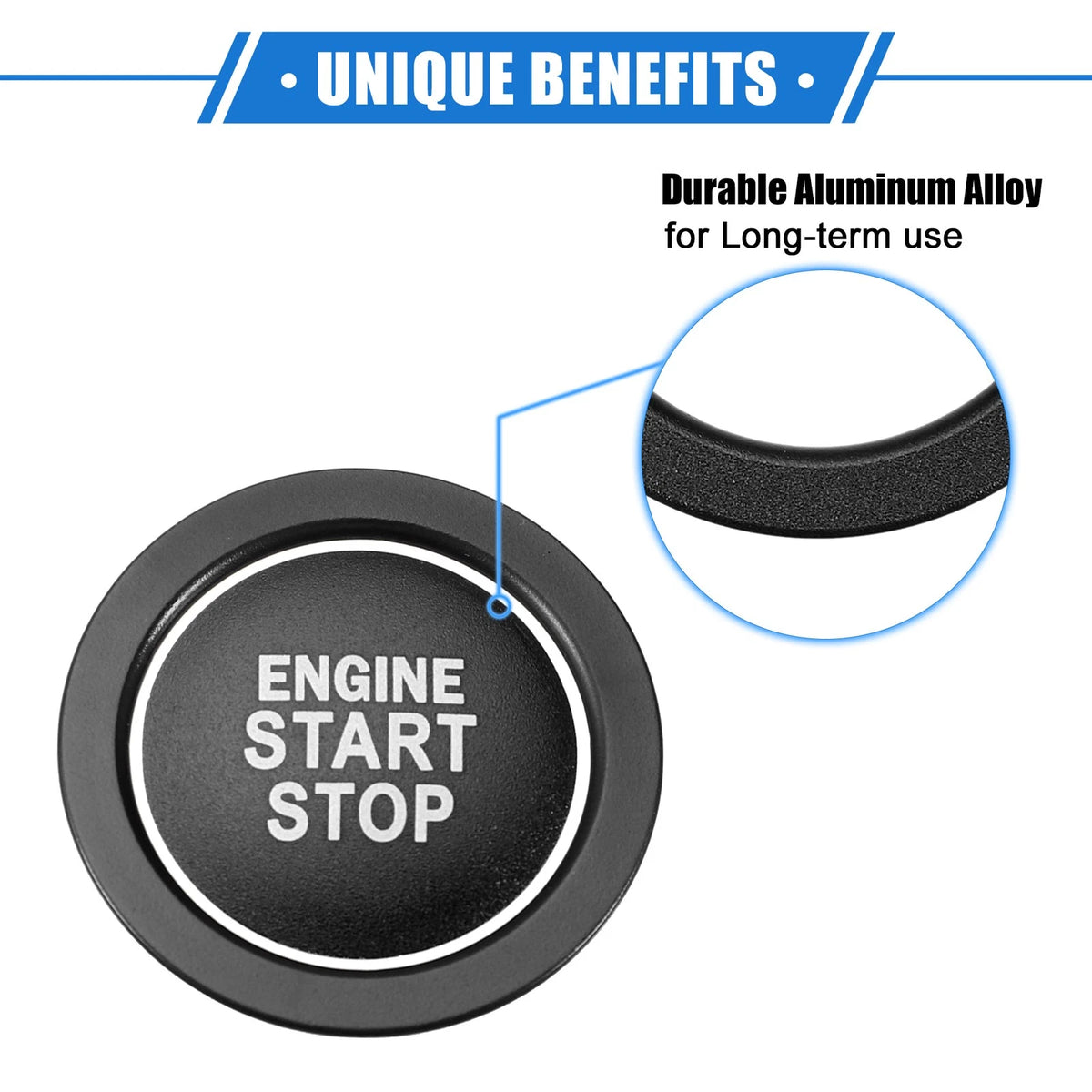 Engine Start Stop Button Cover Ring Kit for Toyota Highlander 2020–2022 Black