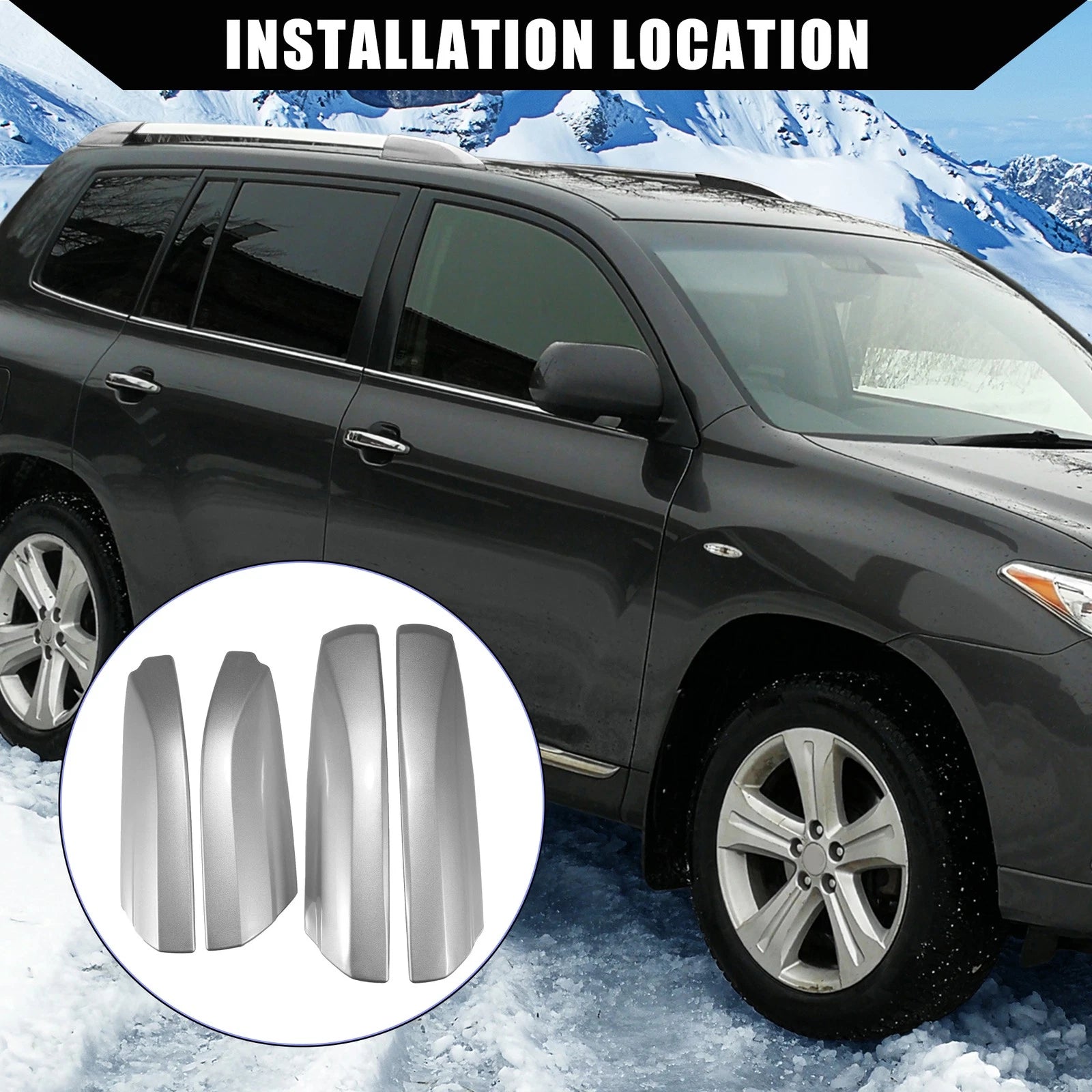 Roof Rack Rail End Cap Cover Shell Replacement for Toyota Highlander (2008–2013)