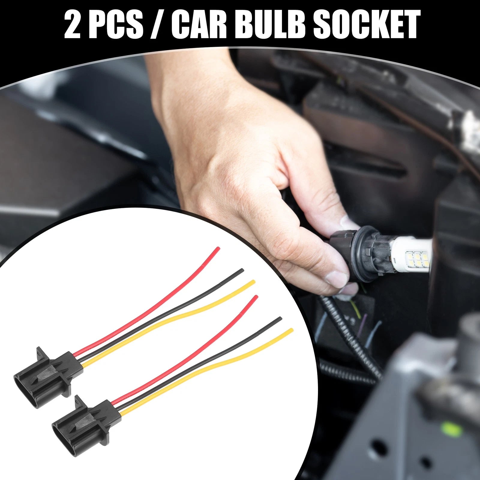 2X H13 LED Bulb Socket Wiring Harness Connector for Vehicle