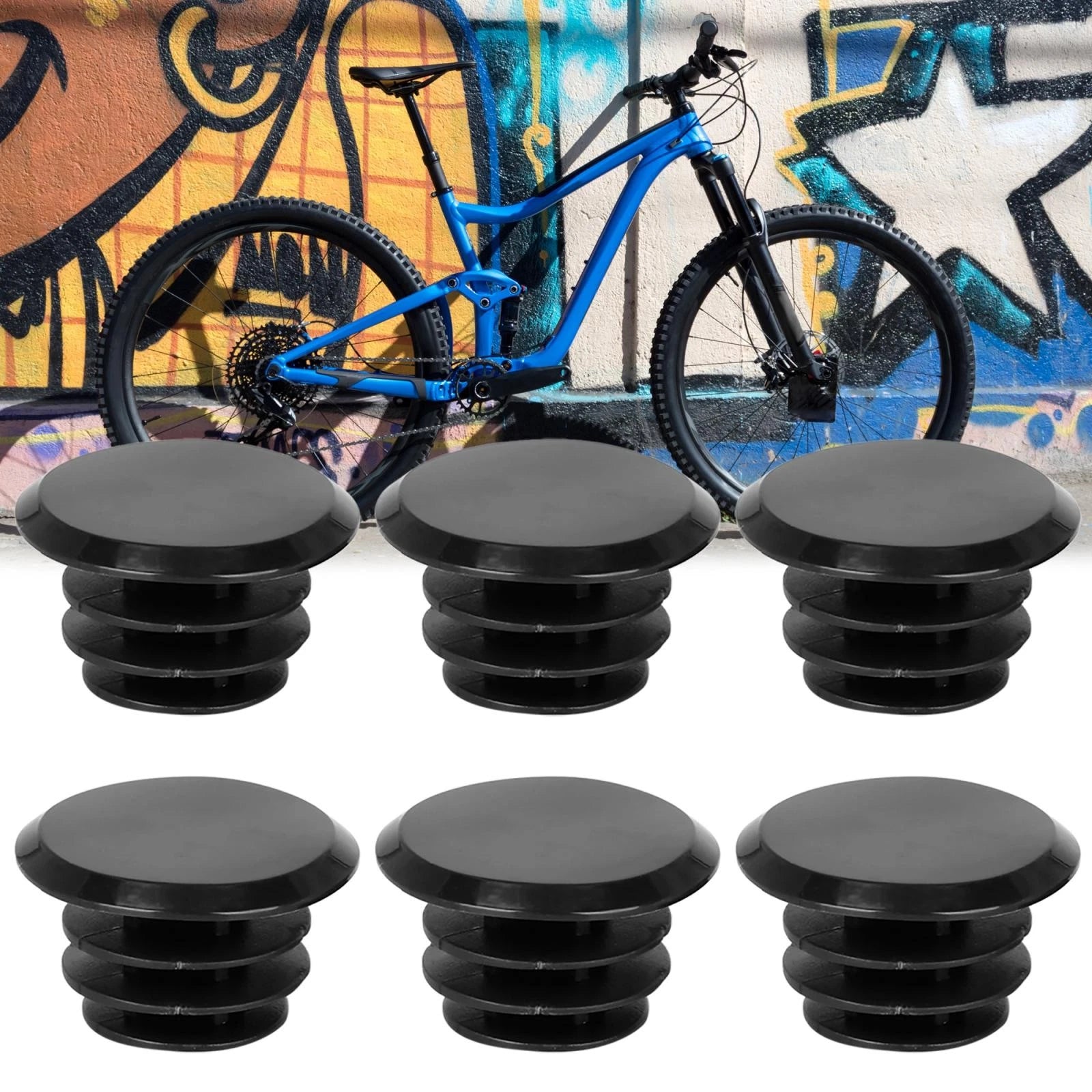 Bicycle Handlebar End Plugs Caps Locking Grip for 6pcs Black (2000–2000)